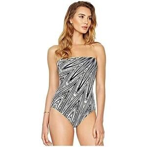 Gottex Star Leopard One Piece Bandeau Swimsuit Sz 10 Removable Straps